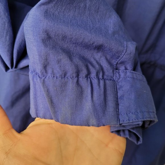 Vintage 90s Eddie Bauer Windbreaker Blue Colorblock Hooded Jacket XL - Picture 11 of 12